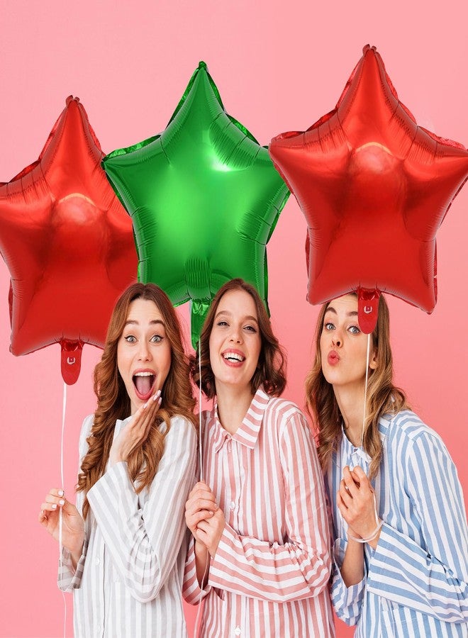 KALOR بالونات فويل على شكل نجوم حمراء وخضراء، 10 قطع، مقاس 18 بوصة، مصنوعة من فويل مايلر، مناسبة لأعياد الميلاد، وحفلات الزفاف، وحفلات استقبال المولود، وتزيينات عيد الميلاد. - Image 5