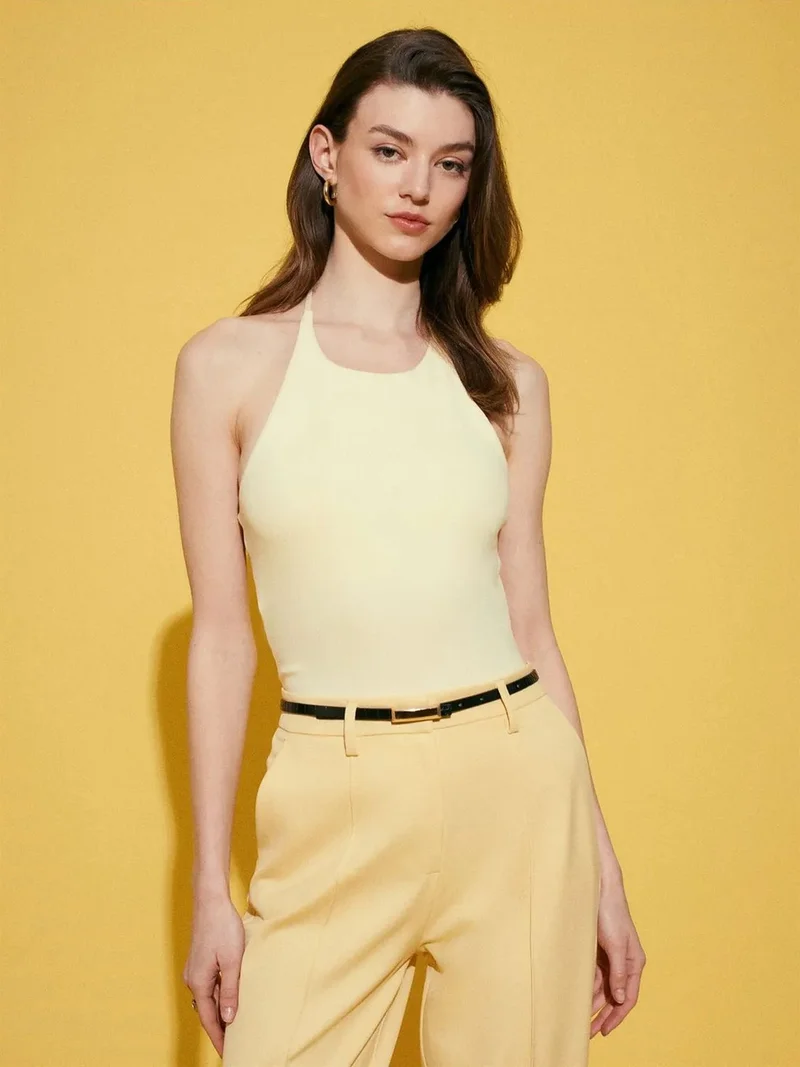 ديلفين Dilvin Slim Fit Halterneck Jersey Blouse