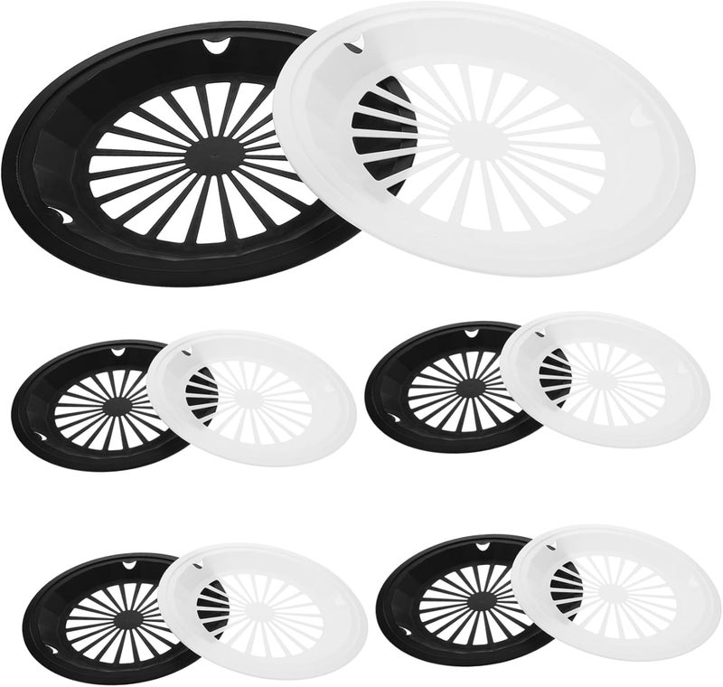 10pcs Round Hollow Picnic Drain Basket Food Strainer for Outdoor BBQ Kitchen and Fruit Washing Sturdy Plastic for Vegetables and Fruits - Image 1