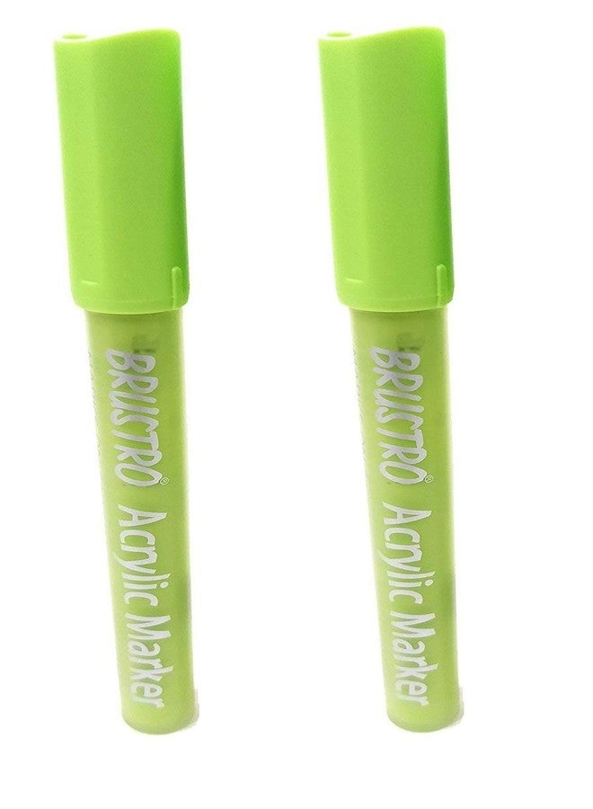 BRUSTRO Acrylic (DIY) Marker Lime Green (for Craftworks, School Projects, and Other Presentations) Pack of 2 - Image 1