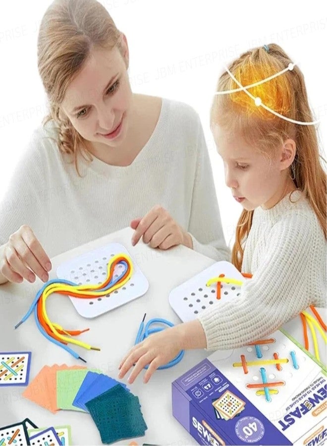 ATOOZED Sew Fast Board Game Thread to Thread Fast Sewing Lacing Race Game for Kids Families Educational Fun Activity Toy - Image 2