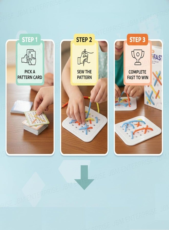 ATOOZED Sew Fast Board Game Thread to Thread Fast Sewing Lacing Race Game for Kids Families Educational Fun Activity Toy - Image 4