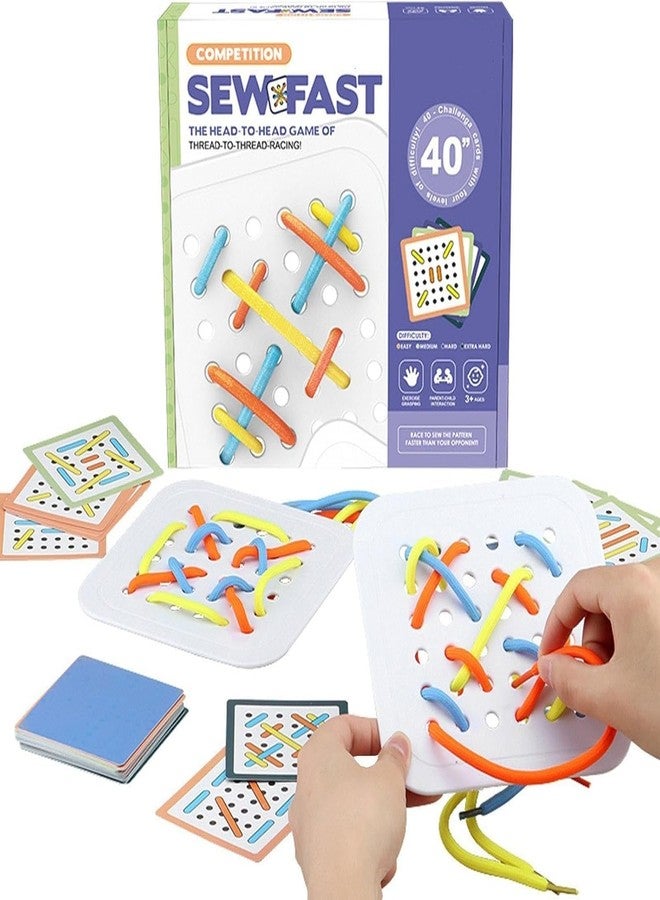 ATOOZED Sew Fast Board Game Thread to Thread Fast Sewing Lacing Race Game for Kids Families Educational Fun Activity Toy - Image 1