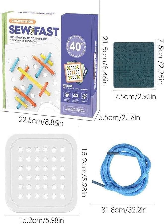 ATOOZED Sew Fast Board Game Thread to Thread Fast Sewing Lacing Race Game for Kids Families Educational Fun Activity Toy - Image 3
