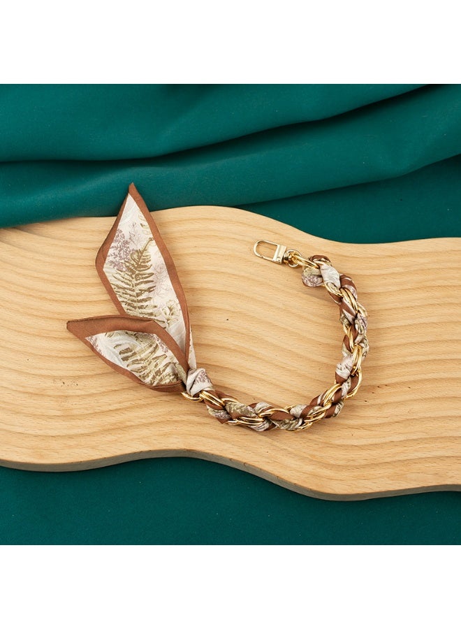 NIBEMINENT Beaded Phone Lanyard, Anti Lost Removable Wrist Strap, Scarf With A Cord Bracelet Pendant, Phone Keychain Lanyard, White