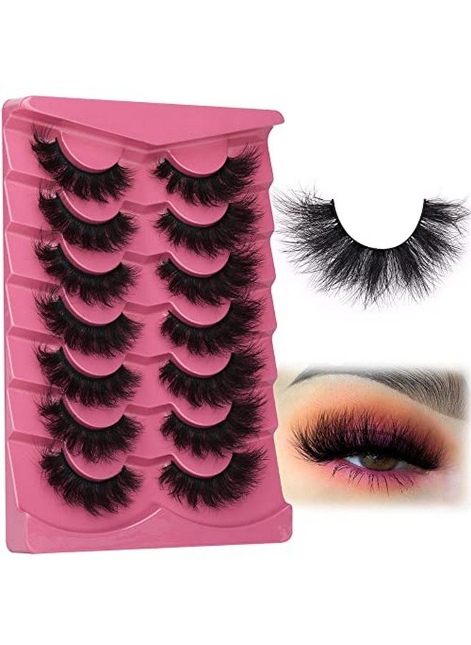 FANXITON Mink Lashes Fluffy 8D False Eyelashes Wispy Eye Lashes Cat Eye Long 18Mm Dramatic Fanxiton 7 Pairs Pack Volume Thick Faux Mink Lashes Multipack  - Image 1