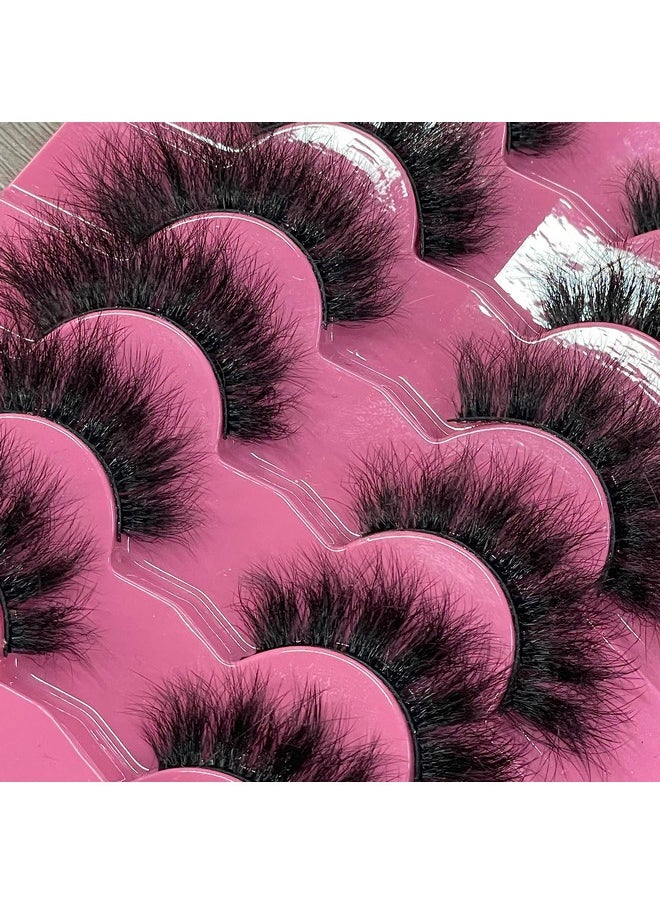 FANXITON Mink Lashes Fluffy 8D False Eyelashes Wispy Eye Lashes Cat Eye Long 18Mm Dramatic Fanxiton 7 Pairs Pack Volume Thick Faux Mink Lashes Multipack  - Image 3