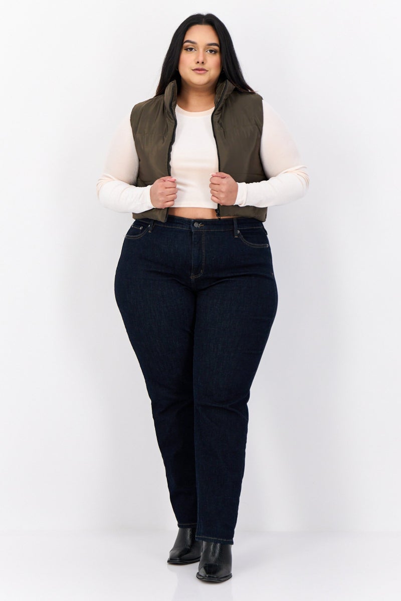 I SAW IT FIRST Women Quilted Puffer Jacket Vest, Dark Olive - Image 2