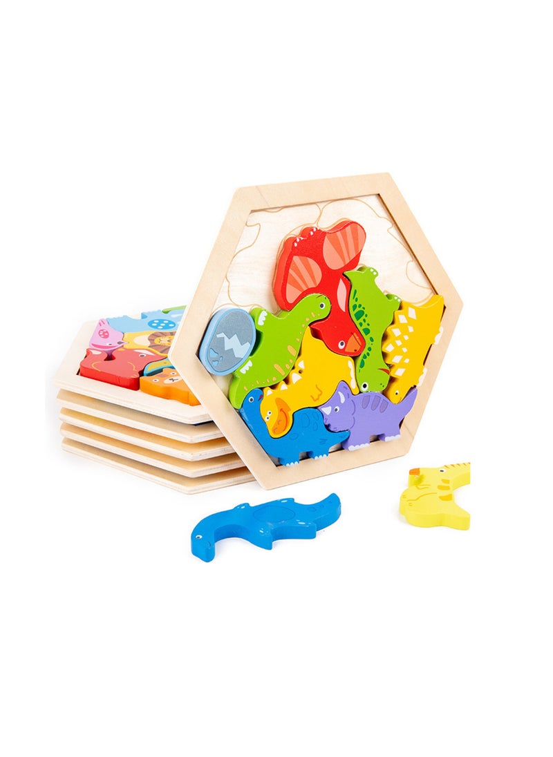 Velaurs Wooden Toddler Puzzles Cartoon Animal 3D Jigsaw Toys Learning Educational Developmental Toys for 3 to 6 Years Old Animal Type  - Image 3