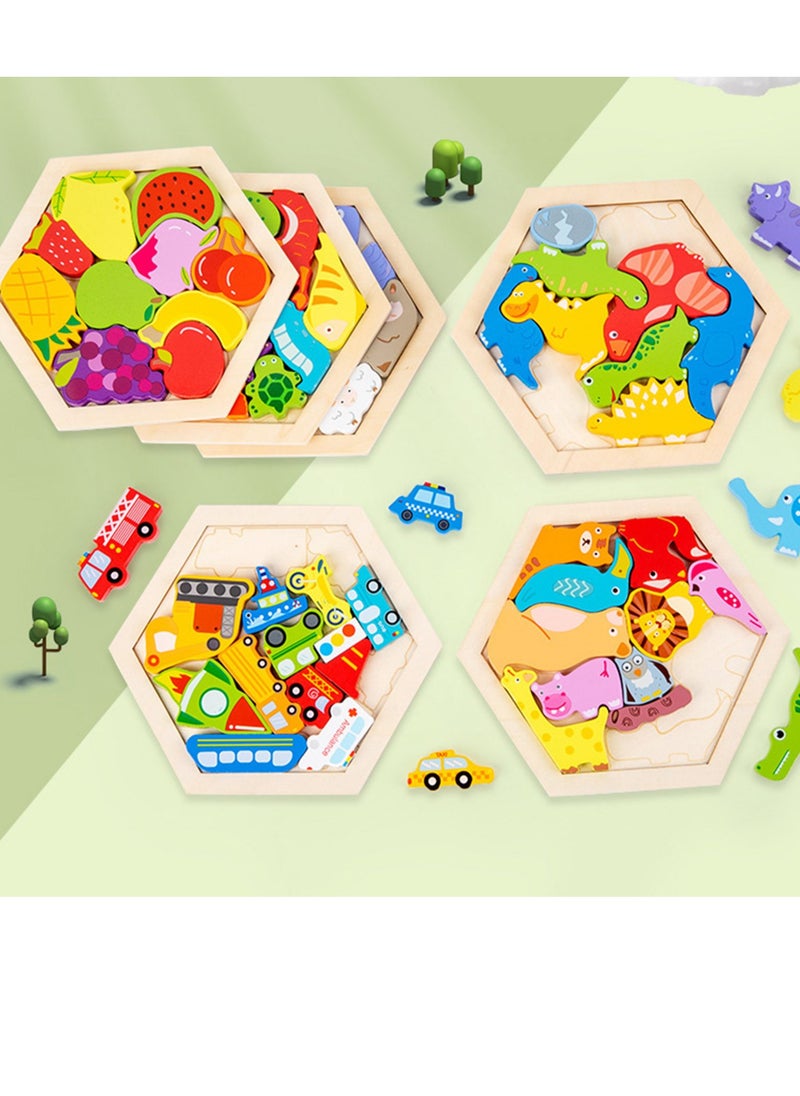 Velaurs Wooden Toddler Puzzles Cartoon Animal 3D Jigsaw Toys Learning Educational Developmental Toys for 3 to 6 Years Old Animal Type  - Image 4