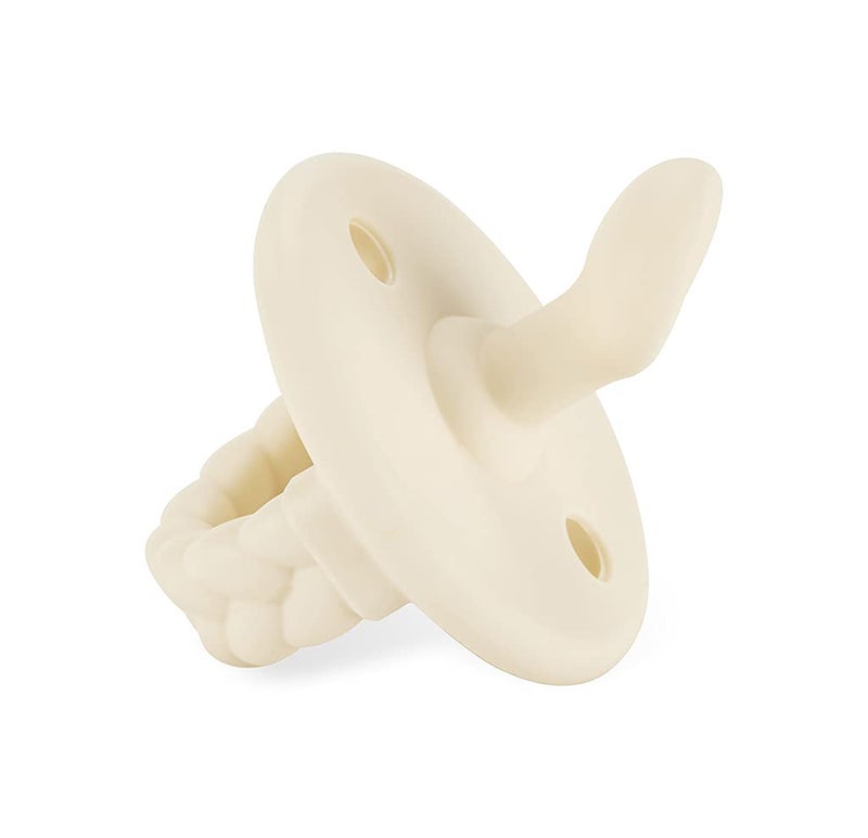 Itzy Ritzy Silicone Orthodontic Pacifiers - Itzy Soother Pacifiers with Collapsible Handle & Two Air Holes for Added Safety, Baby Pacifier For Ages 6 -18 Months (Buttercream & Toast) - Image 3