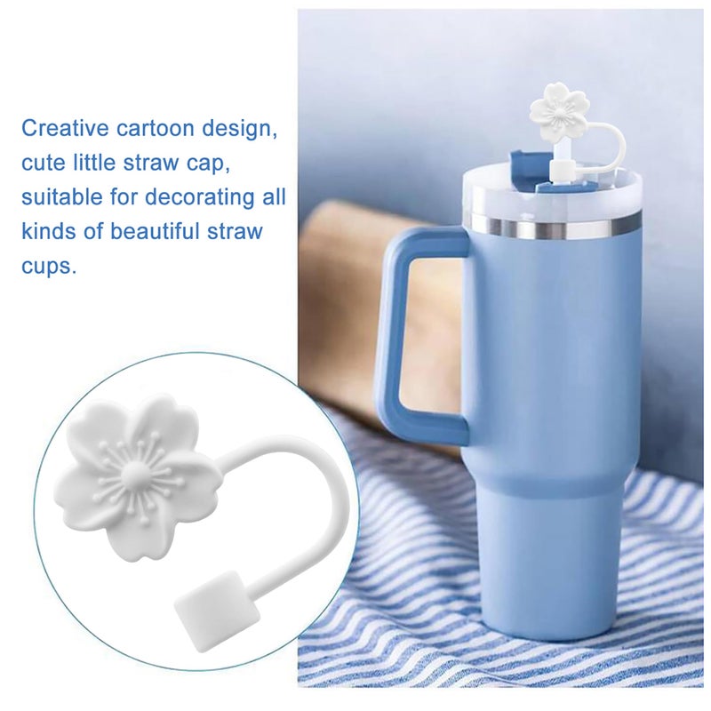 Meitesti Flower Silicone Straw Cover Cap for Stanley Cup,Straw Topper 10mm 0.4in Dust-Proof Reusable StrawTips Lids - Image 5