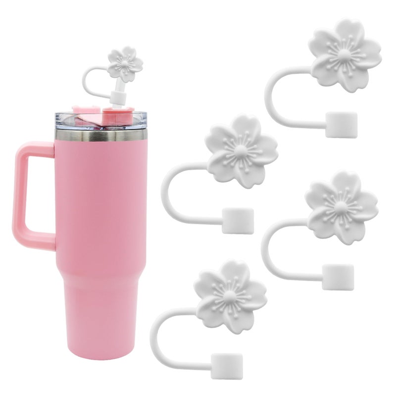 Meitesti Flower Silicone Straw Cover Cap for Stanley Cup,Straw Topper 10mm 0.4in Dust-Proof Reusable StrawTips Lids - Image 1