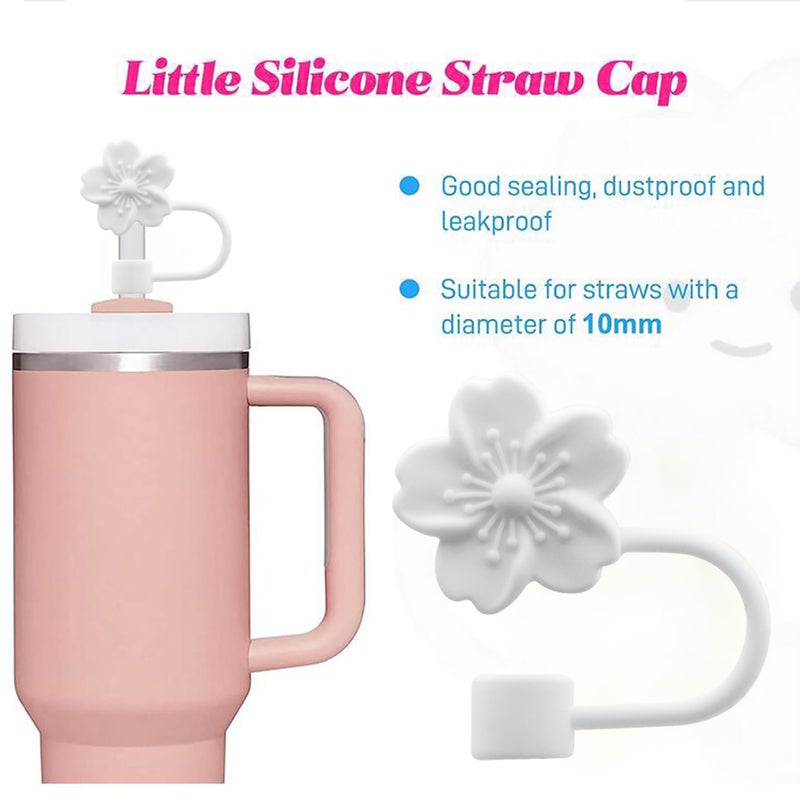 Meitesti Flower Silicone Straw Cover Cap for Stanley Cup,Straw Topper 10mm 0.4in Dust-Proof Reusable StrawTips Lids - Image 4