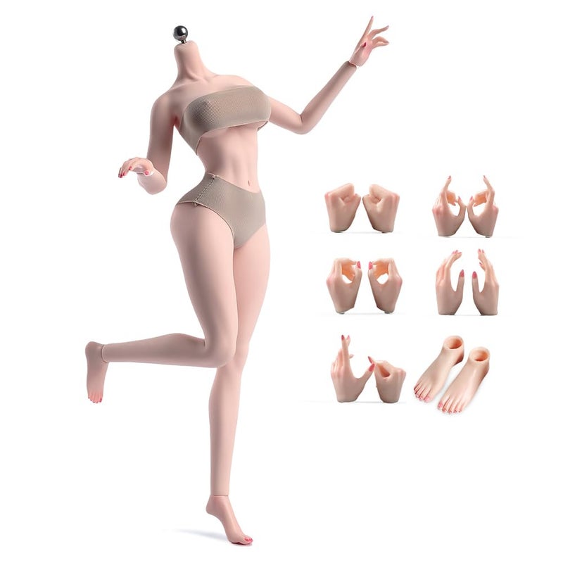 Fremego 16 Scale Female Body 12inch Super Flexible Seamless Female Figure Body with Detachable Feet Pale Skin Large Bust Miniature Action Figure Doll - Image 3