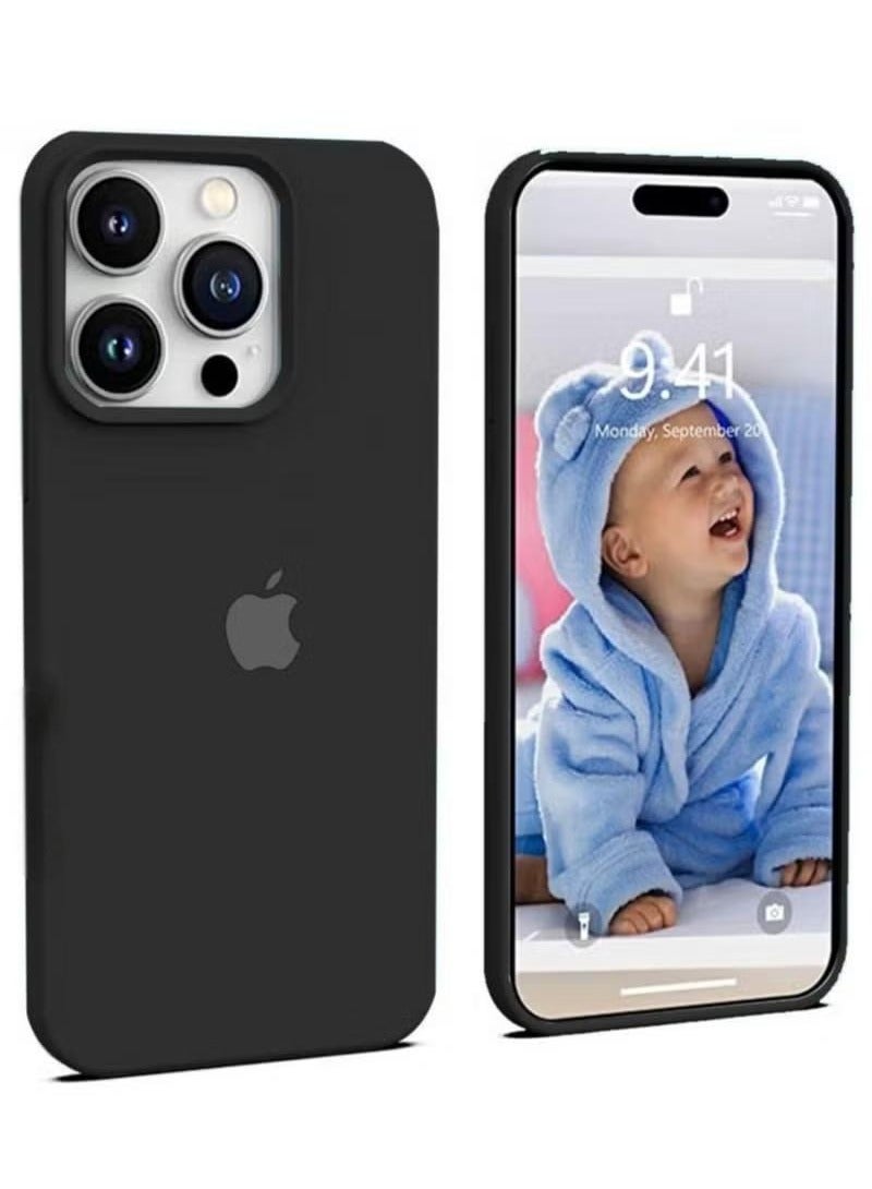 iPhone 14 Pro Max Case Silicone Cover Liquid Gel Soft Ultra Slim Shockproof Back Cover Full Body Protection 6.7 inch Black - Image 1