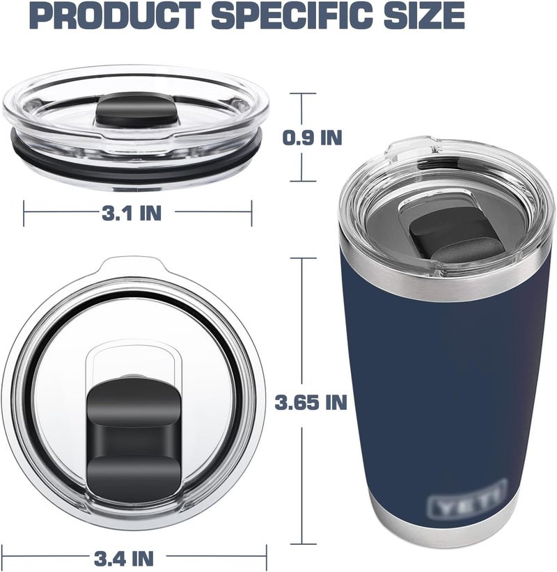 BOEEA 20 oz Tumbler Lid Replacement for Yeti Rambler, 10/24 oz Mug, Replacement Lid with Magnetic Slider, BPA Free (2 Pack) - Image 2