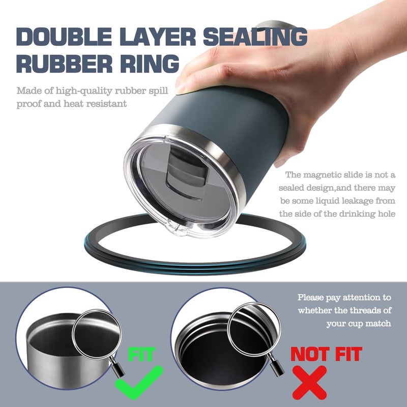 BOEEA 20 oz Tumbler Lid Replacement for Yeti Rambler, 10/24 oz Mug, Replacement Lid with Magnetic Slider, BPA Free (2 Pack) - Image 4
