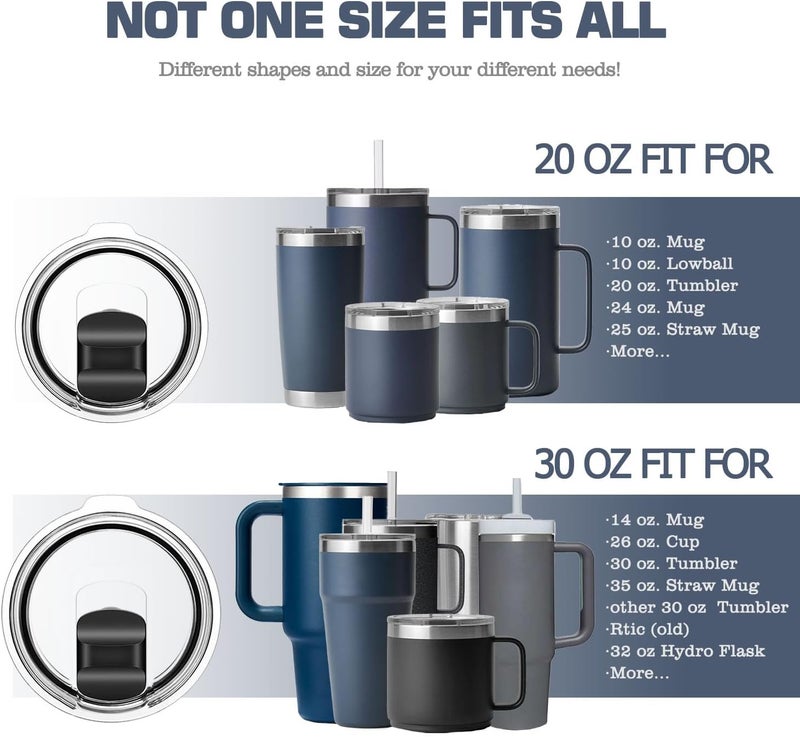 BOEEA 20 oz Tumbler Lid Replacement for Yeti Rambler, 10/24 oz Mug, Replacement Lid with Magnetic Slider, BPA Free (2 Pack) - Image 5