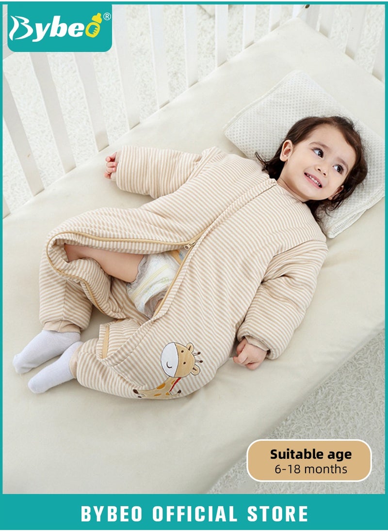 Bybeo Baby Sleep Sack, Soft Baby Sleeping Bag, Swaddling Blanket, Swaddle Wrap, Pure Cotton Wearable Blankets with Removable Sleeves and Legs, Easy Zip Access Nappy Change, for Newborn Babies 6-18 Months,100cm  - Image 1