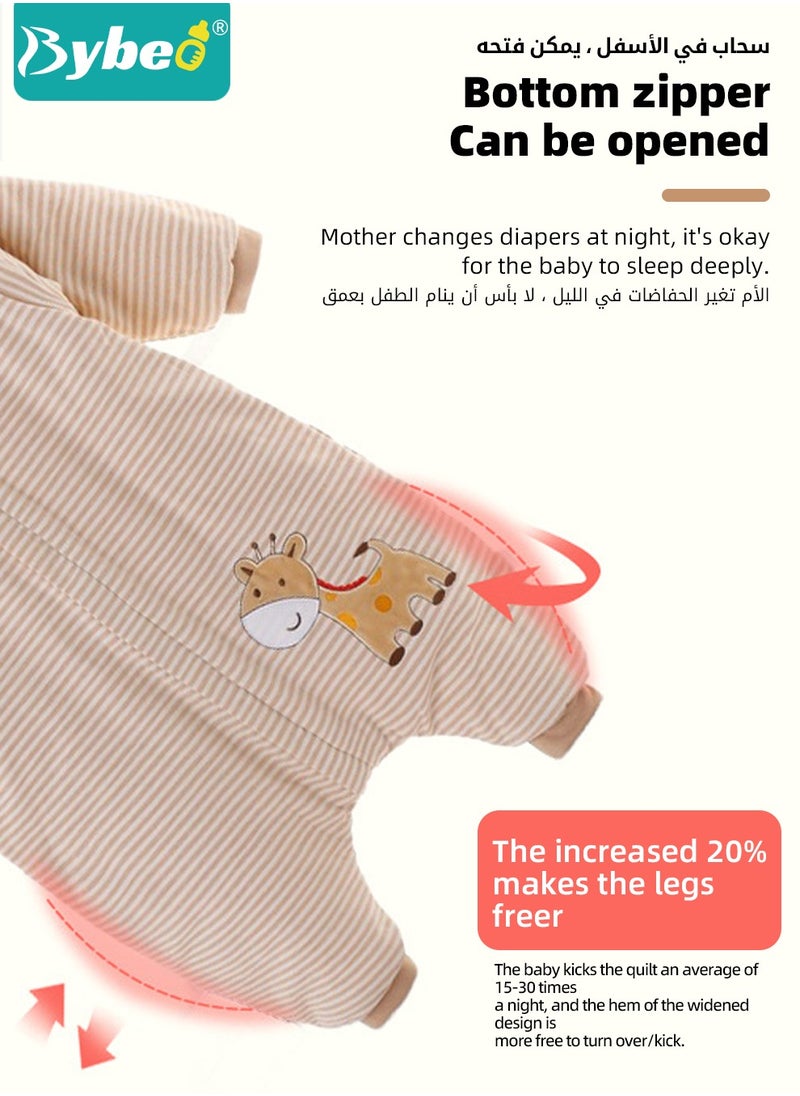 Bybeo Baby Sleep Sack, Soft Baby Sleeping Bag, Swaddling Blanket, Swaddle Wrap, Pure Cotton Wearable Blankets with Removable Sleeves and Legs, Easy Zip Access Nappy Change, for Newborn Babies 6-18 Months,100cm  - Image 4