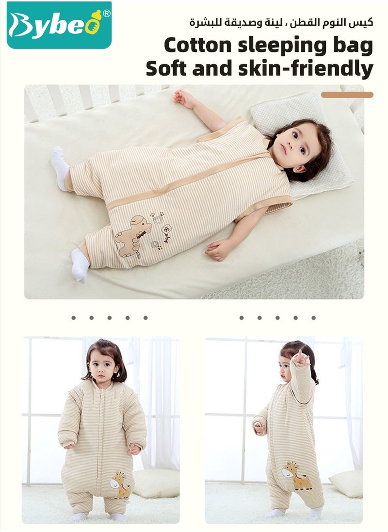 Bybeo - Baby Sleep Sack, Soft Baby Sleeping Bag, Swaddling Blanket, Swaddle Wrap, Pure Cotton Wearable Blankets with Removable Sleeves and Legs, Easy Zip Access Nappy Change, for Newborn Babies 6-18 Months,100cm - Image 1