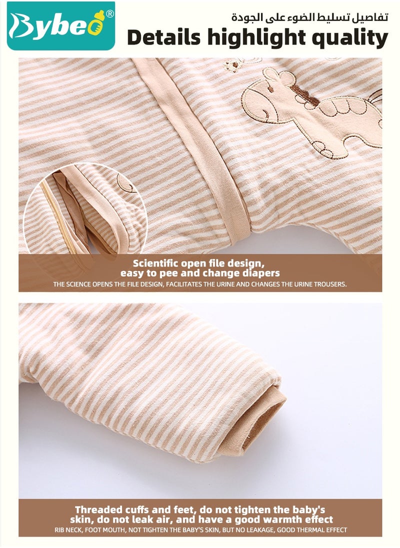 Bybeo - Baby Sleep Sack, Soft Baby Sleeping Bag, Swaddling Blanket, Swaddle Wrap, Pure Cotton Wearable Blankets with Removable Sleeves and Legs, Easy Zip Access Nappy Change, for Newborn Babies 6-18 Months,100cm - Image 1