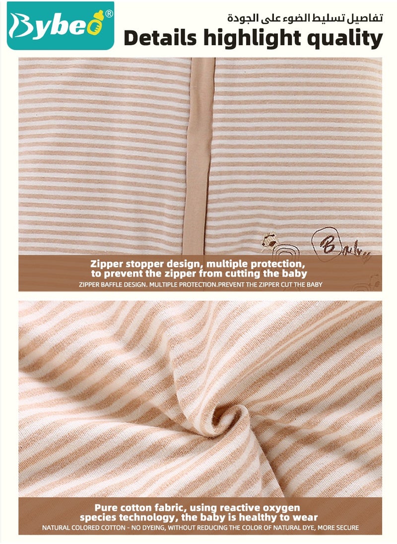 Bybeo - Baby Sleep Sack, Soft Baby Sleeping Bag, Swaddling Blanket, Swaddle Wrap, Pure Cotton Wearable Blankets with Removable Sleeves and Legs, Easy Zip Access Nappy Change, for Newborn Babies 6-18 Months,100cm - Image 1