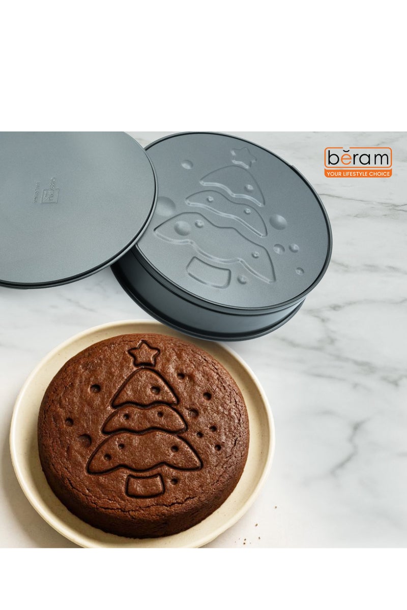 Beram 26cm Springform Cake Pan with Interchangeable Bases, Non-Stick premium Coating, Leak-Proof, Oven Safe up to 230°C Classic & Holiday Mold Tree, 3L Capacity - Image 4
