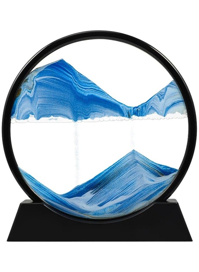 Moving Sand Art Picture ,Liquid Motion 3D Sea Sandscape in Motion Display, Flowing Sand Frame Desktop Art Bookshelves Home Office Decoration  - Image 1