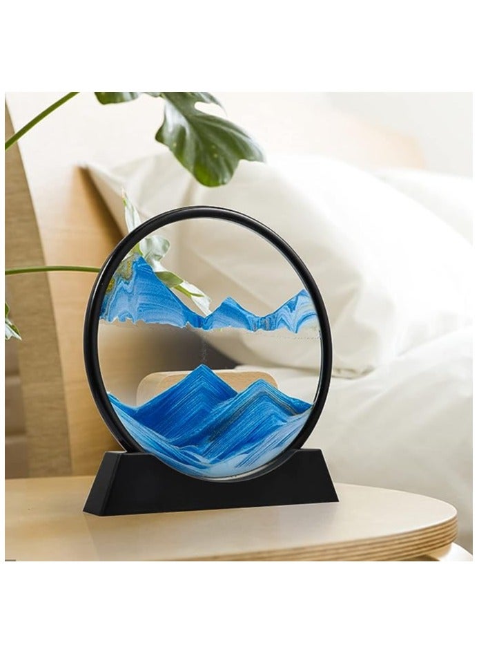 Moving Sand Art Picture ,Liquid Motion 3D Sea Sandscape in Motion Display, Flowing Sand Frame Desktop Art Bookshelves Home Office Decoration  - Image 4