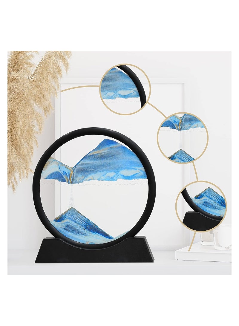 Moving Sand Art Picture ,Liquid Motion 3D Sea Sandscape in Motion Display, Flowing Sand Frame Desktop Art Bookshelves Home Office Decoration  - Image 3