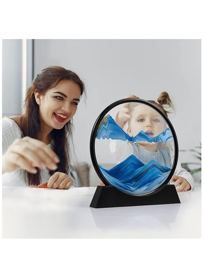Moving Sand Art Picture ,Liquid Motion 3D Sea Sandscape in Motion Display, Flowing Sand Frame Desktop Art Bookshelves Home Office Decoration  - Image 2