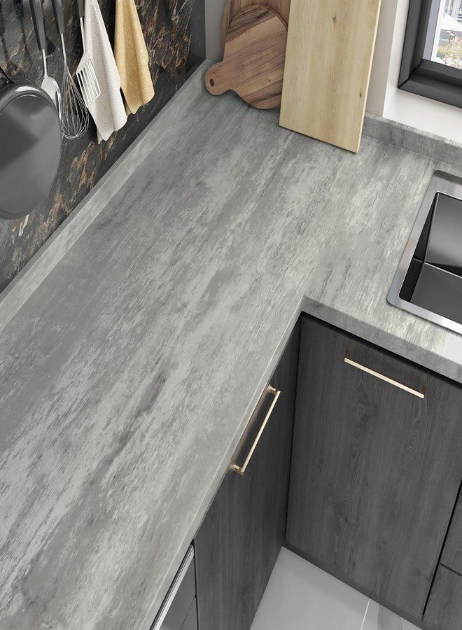WESTICK Grey Wood Contact Paper Peel and Stick Countertops Gray Wood Wallpaper Self Adhesive Waterproof Wood Grain Contact Paper for Countertop Table Kitchen Cabinets Walls 15.8" x 78" - Image 3