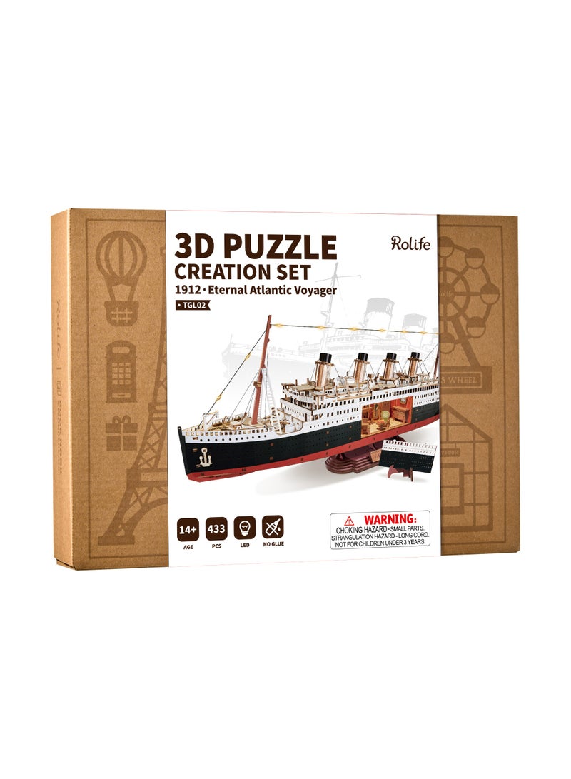 ROBOTIME Rolife 1912 · Eternal Atlantic Voyager 3D Wooden Puzzle TGL02 - Image 2