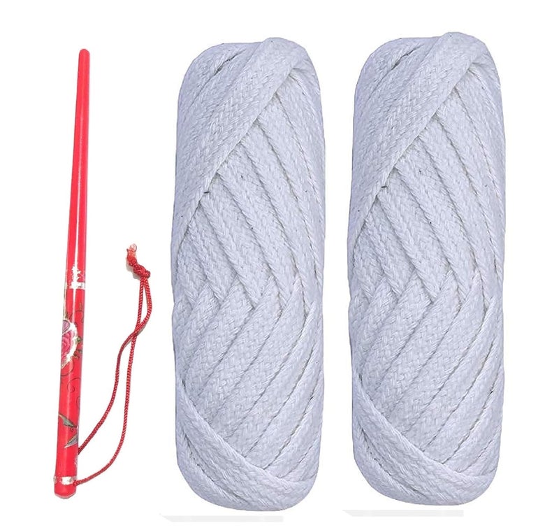 DeLegarde Cotton Nada String Dori for Indian Ethnic Wear, White, Pack of 2 with Measuring Tape and Salai - Image 4