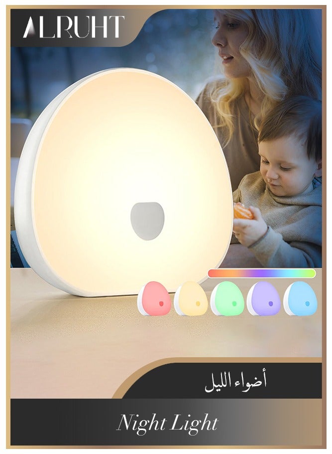 الروهيت أضواء ليلية مع ضوضاء بيضاء وأصوات مهدئة ومصباح LED للتحكم باللمس للرضاعة الطبيعية وإضاءة ليلية محمولة ومؤقت ذاكرة ونوم الأطفال والبالغين - Image 1