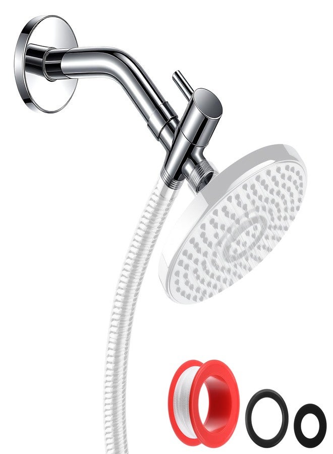 Dreyoo ذراع دش Dreyoo مع مجموعة محول دش G1/2 ثلاثية الاتجاهات، مثبتة على الحائط بقطر 6 بوصات، بما في ذلك الحافة وشريط PTFE، وصمام محول معدني صلب مع غسالة للرأس المحمول باليد والرأس الثابت - Image 1