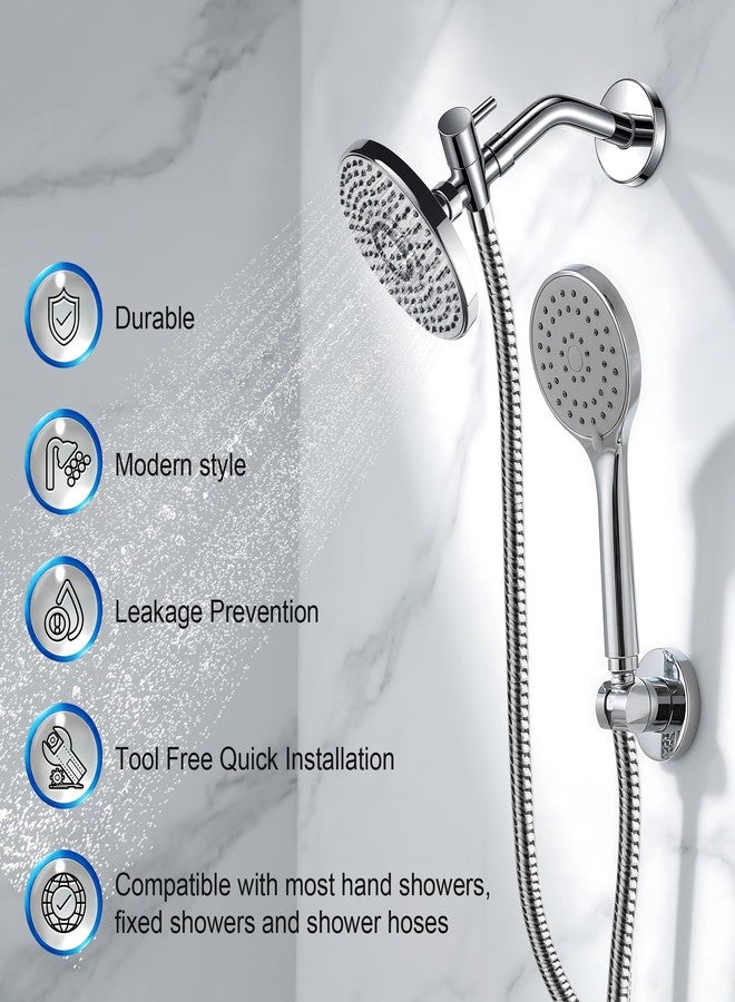 Dreyoo ذراع دش Dreyoo مع مجموعة محول دش G1/2 ثلاثية الاتجاهات، مثبتة على الحائط بقطر 6 بوصات، بما في ذلك الحافة وشريط PTFE، وصمام محول معدني صلب مع غسالة للرأس المحمول باليد والرأس الثابت - Image 3