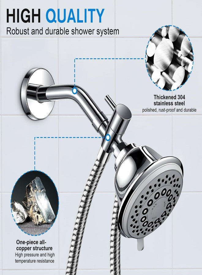 Dreyoo ذراع دش Dreyoo مع مجموعة محول دش G1/2 ثلاثية الاتجاهات، مثبتة على الحائط بقطر 6 بوصات، بما في ذلك الحافة وشريط PTFE، وصمام محول معدني صلب مع غسالة للرأس المحمول باليد والرأس الثابت - Image 4