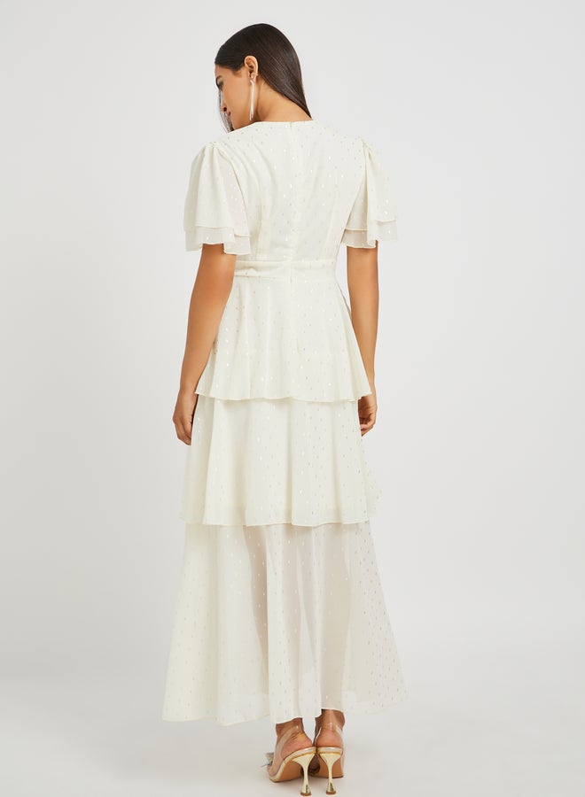 Styli Tiered Flutter Sleeve Dress - Image 5