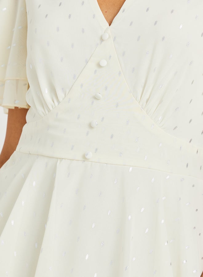 Styli Tiered Flutter Sleeve Dress - Image 4