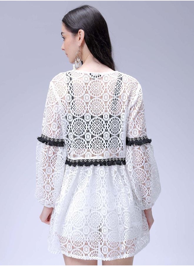 Freehand Women Loose Fit Casual Lace Tiered Dress  - Image 2