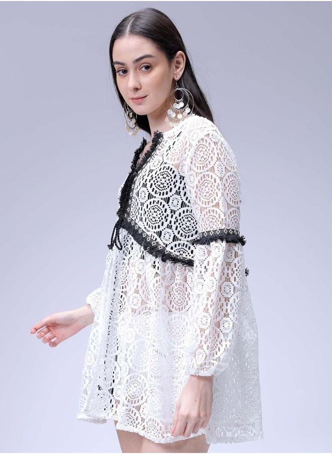 Freehand Women Loose Fit Casual Lace Tiered Dress  - Image 4