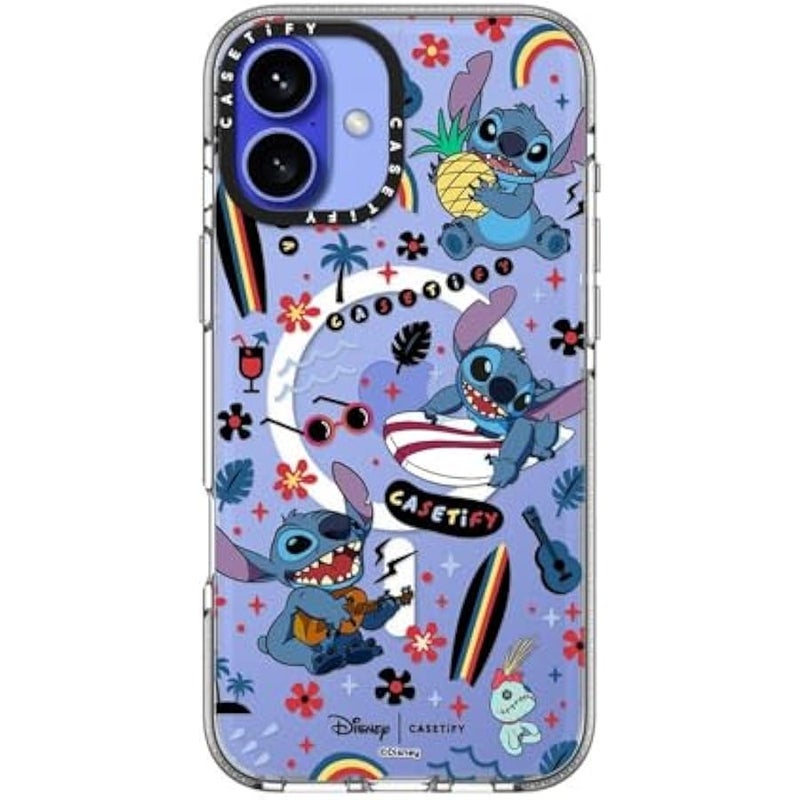 Casetify Clear iPhone 16 Plus Case 【Lilo & Stitch Colab/Not Yellowing / 6.6ft Drop Protection/Compatible with Magsafe】 - Stitch Surfer - Clear - Image 3