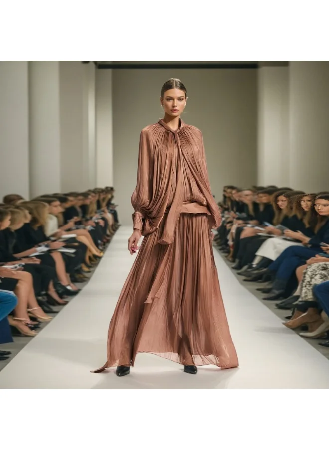 مدام يونيك فستان بأكمام الخفافيش مزركش بتصميم عصري وكلاسيكي من قماش الساتان المخملي
