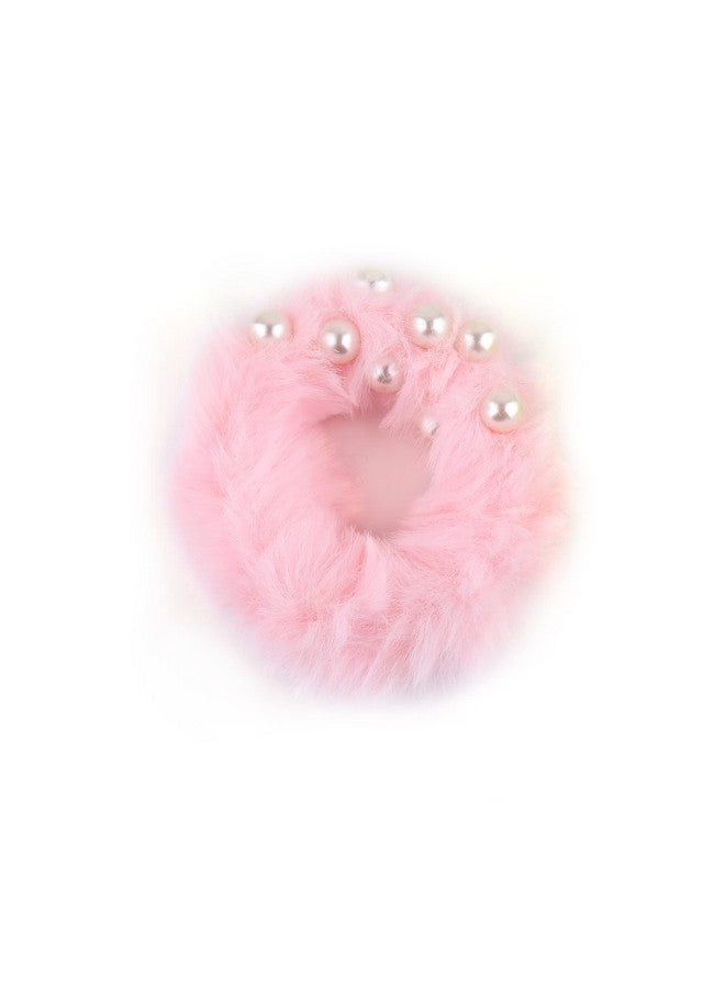 Estele Multicolor Fluffy Fur Hair Rubber Bands With Pearls for Womens/girls (Pack of 2) - Image 4