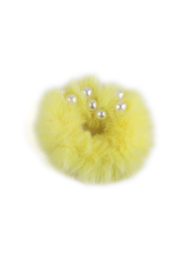 Estele Multicolor Fluffy Fur Hair Rubber Bands With Pearls for Womens/girls (Pack of 2) - Image 5