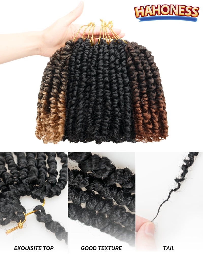 hahoness 6 Inches 9 Packs Passion Twist Crochet Hair-Mixed Color Combo Pack(7 packs 1B+1 pack T1B/27+1 pack T1B/30),Pre-twisted Pre Looped Super Soft & Bouncy,For Black Women and Kids(6"-9 Packs,1B+T27+T30) - Image 3