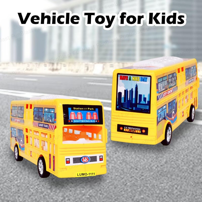 FunBlast ألعاب الحافلات للأطفال - ألعاب للأطفال، لعبة حافلة بسحب للخلف، ألعاب مركبات للأولاد، لعبة دفع واذهب، سيارة لعبة للأطفال من 3 سنوات فما فوق، هدية عيد ميلاد للأطفال (صفراء) - Image 3